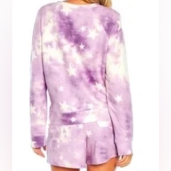 NWT Wildfox Tie Dye Stars 2 Piece loungewear shorts & top purple white Size XL - Picture 5 of 9